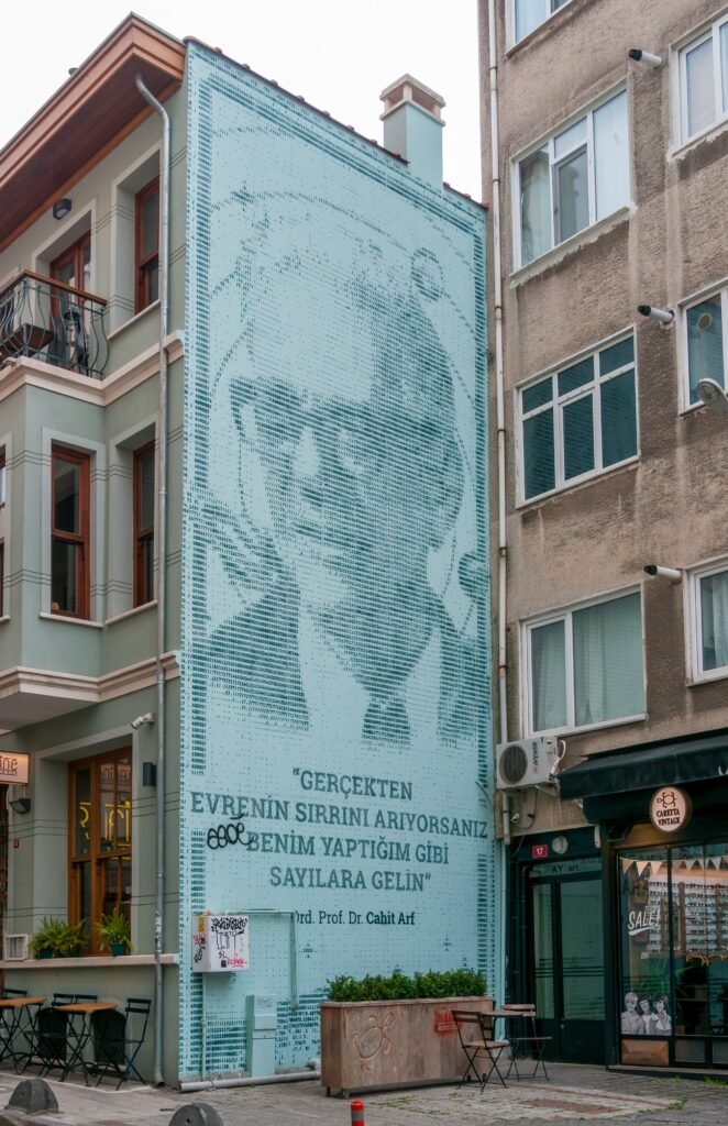 İstanbul Kadıköy’de Cahit Arf’ı tasvir eden duvar resmi