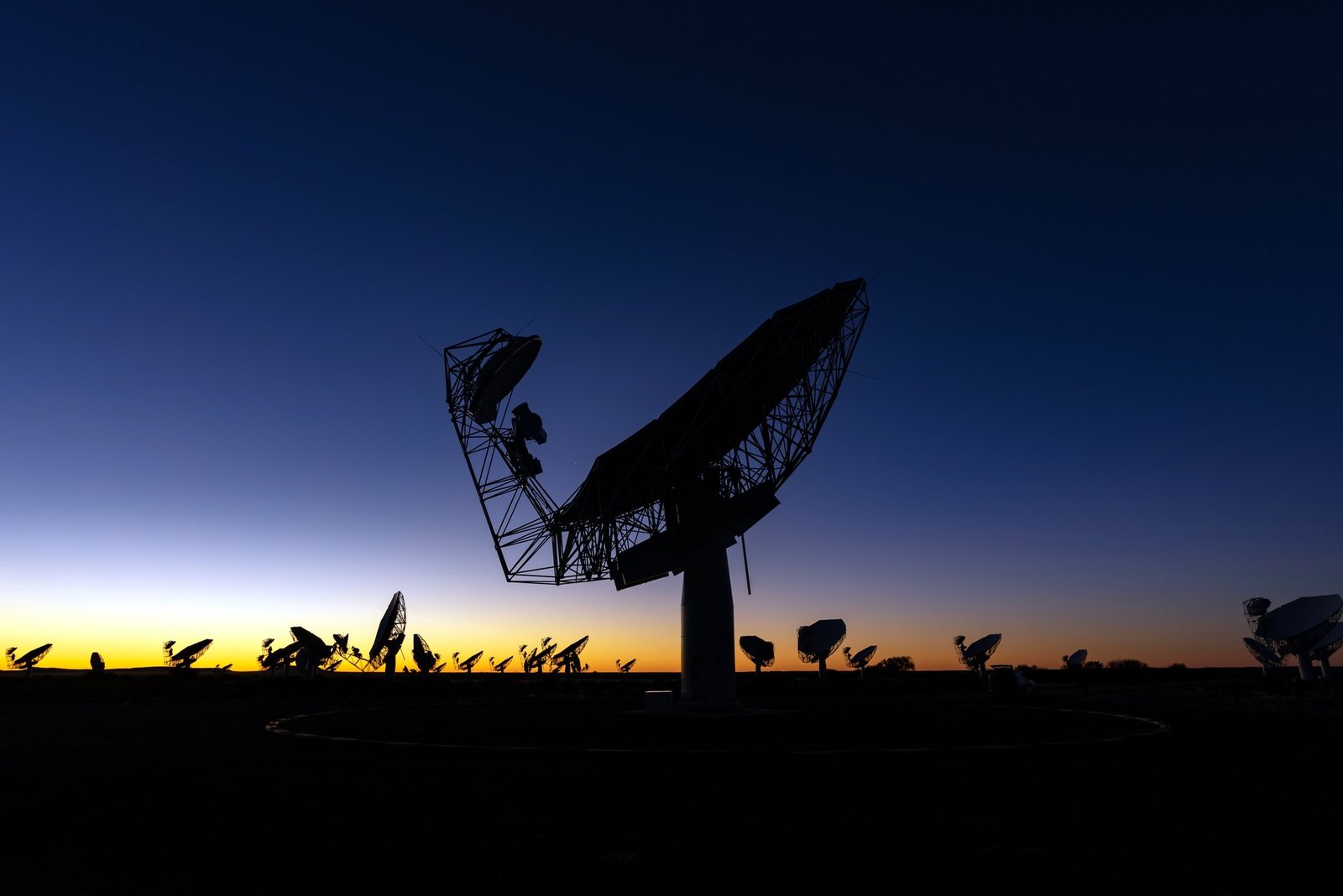 MeerKAT radyo teleskop dizisinin Güney Afrika'daki çanak antenleri